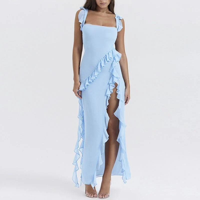 The Amara Pleated Slit Dress