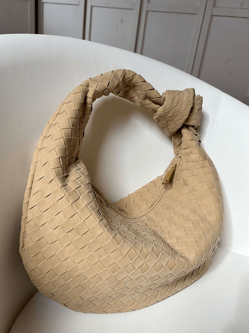 The Elara Woven Suede Tote