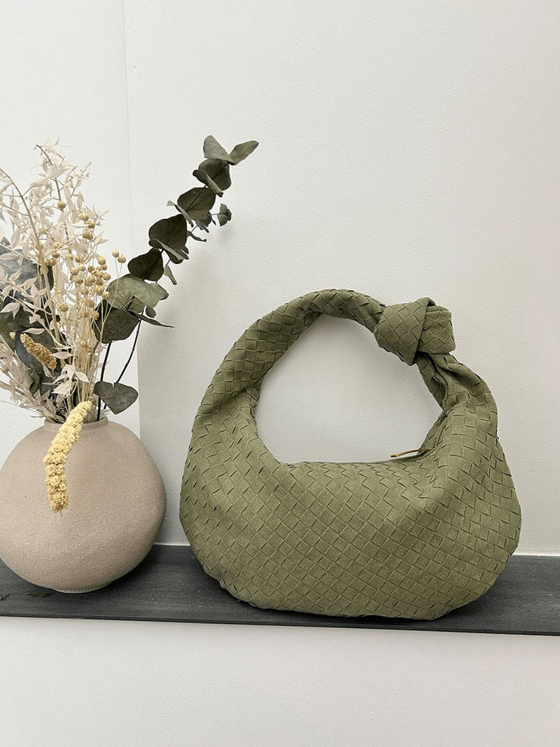 The Elara Woven Suede Tote