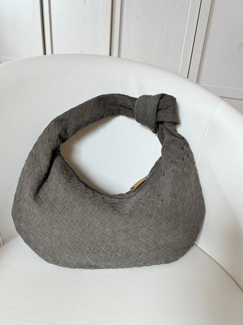 The Elara Woven Suede Tote