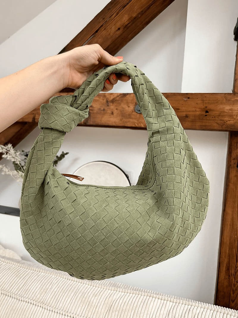 The Elara Woven Suede Tote