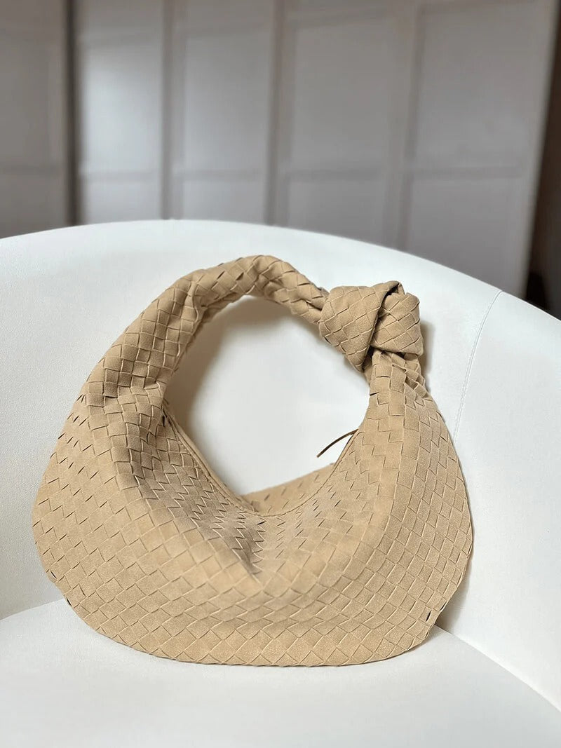 The Elara Woven Suede Tote