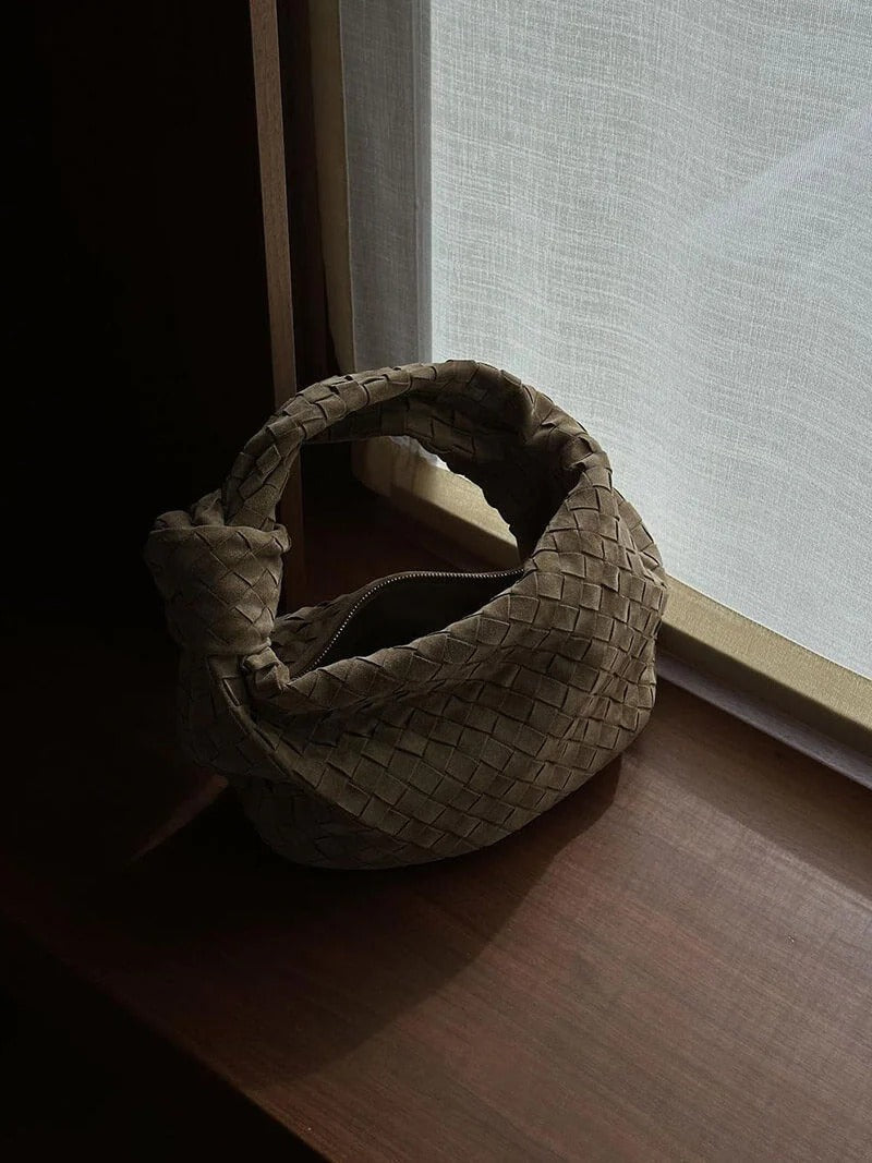 The Elara Woven Suede Tote