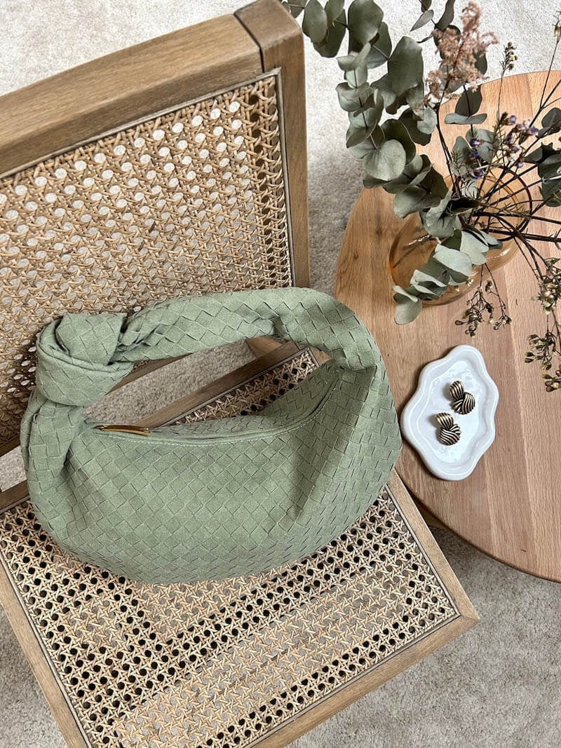 The Elara Woven Suede Tote