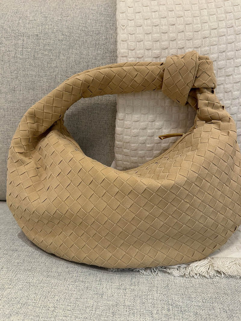 The Elara Woven Suede Tote