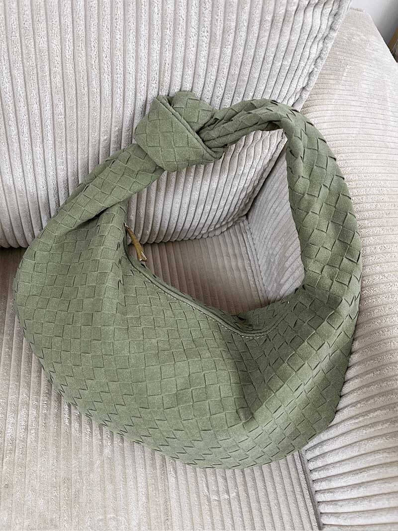 The Elara Woven Suede Tote
