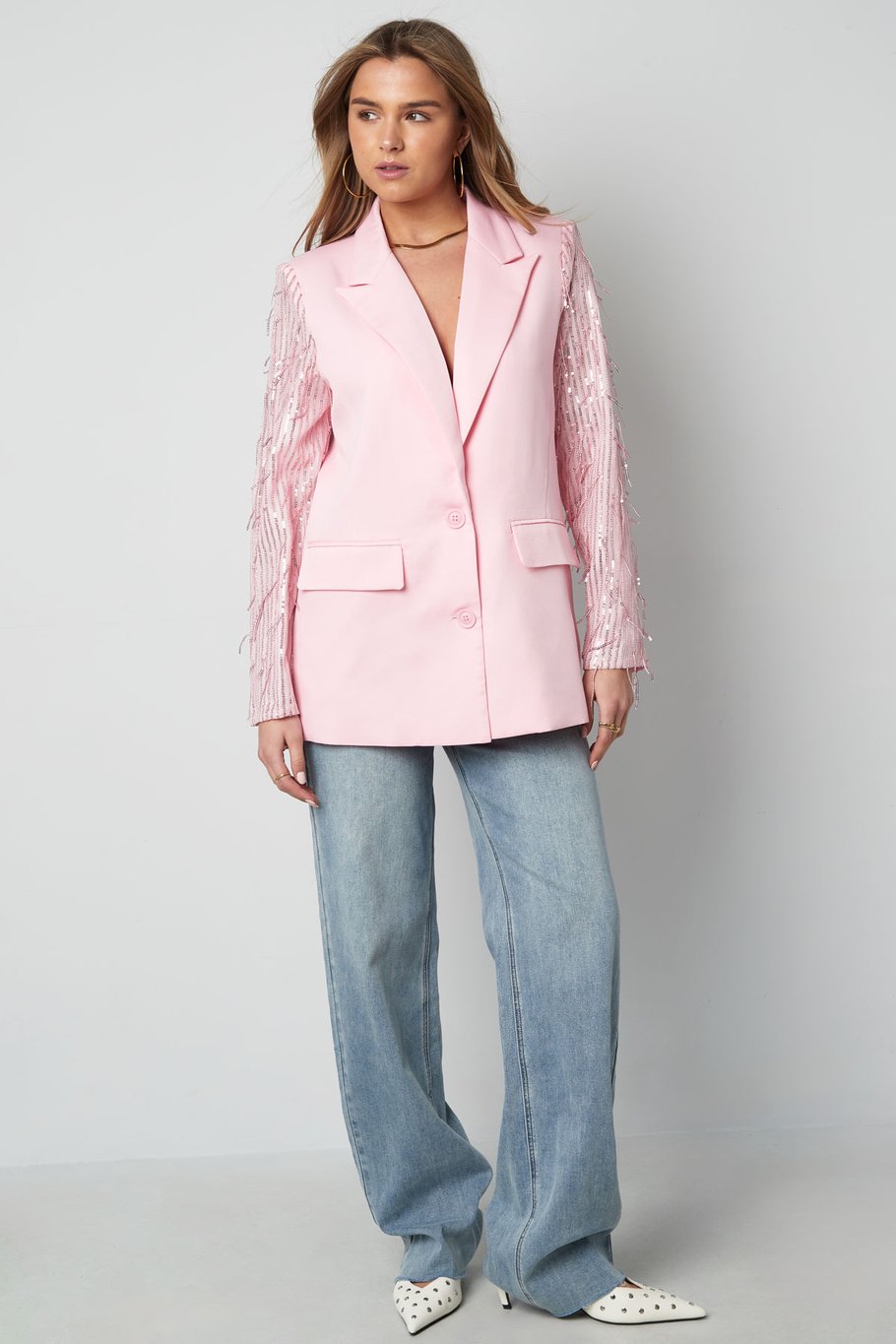The Heidi Glitter-Sleeve Blazer