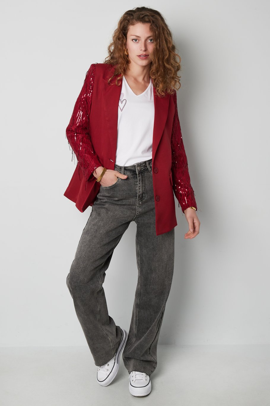 The Heidi Glitter-Sleeve Blazer