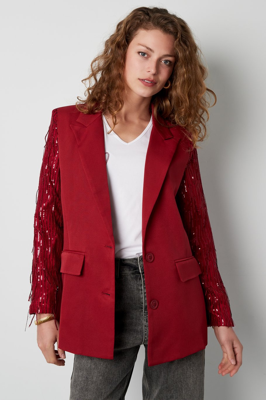 The Heidi Glitter-Sleeve Blazer