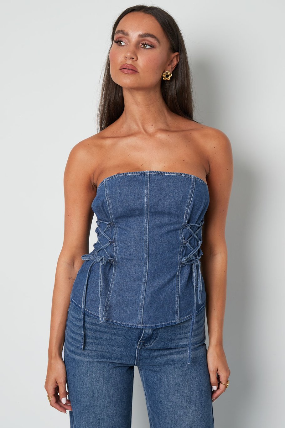 The London Denim Lace Tube Top